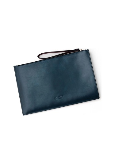 Beverly Kadın Lacivert Taba Deri Cepli Fermuarlı Rfid Korumalı Portföy Çanta Taba