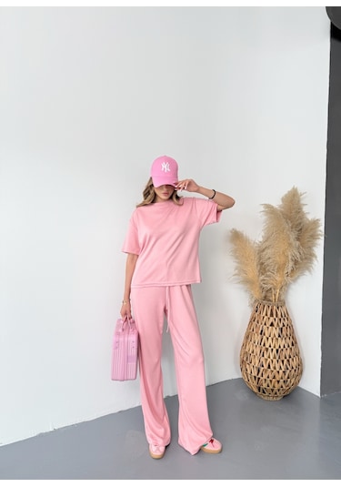 Kadın Modal Kısa Kolu Soft Touch Spor Takım Pembe Kadın Modal Kısa Kolu Soft Touch Spor Takım Pembe