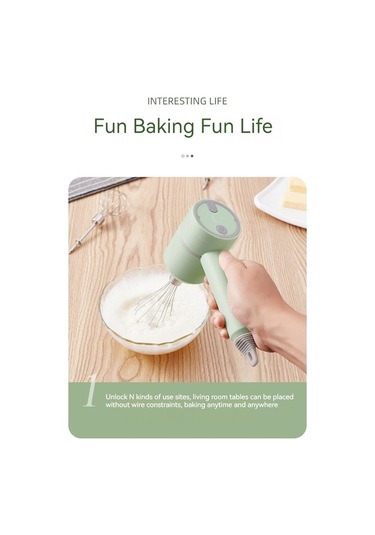 Soulader Kablosuz Pratik El Tipi Yumurta Çırpma Makinesi, Mutfak Şefi Mikseri, Mini Çırpıcı Yeşil