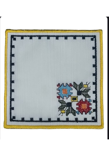 Upeka 6'lı Tela Peçete Bardak Fincan Altlığı Çicek İşlemeli Kokte