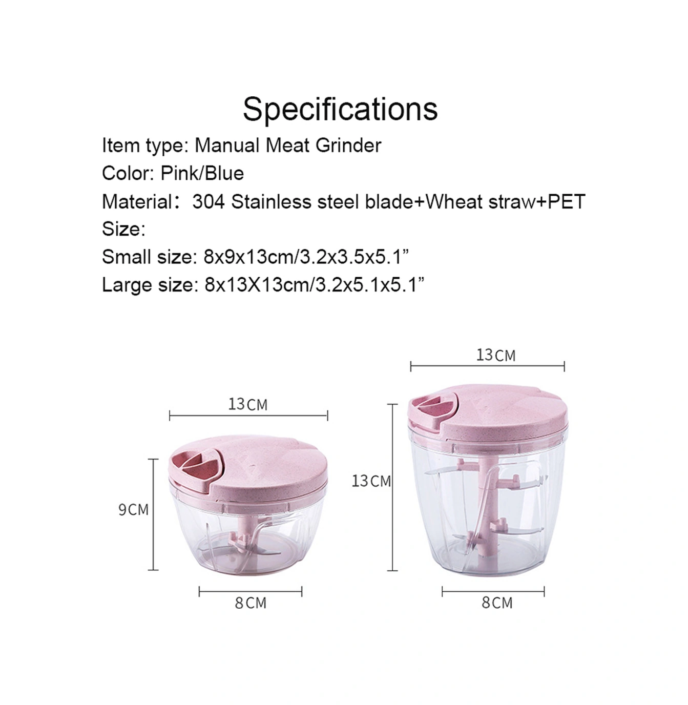 Geeroyoo Ev Kullanıma El İle Multifonksiyonlu Gıda İşleyici - Minced Et, Sarımsak, Sebze Halka Ayırıcı - Mavi Küçük Boy Diğer