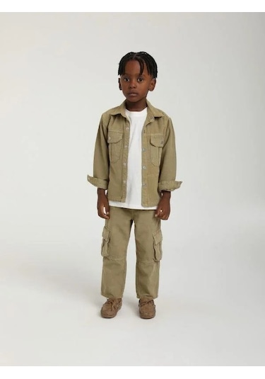 Erkek Çocuk Cepli Gömlek Ceket-15629 Yeşil