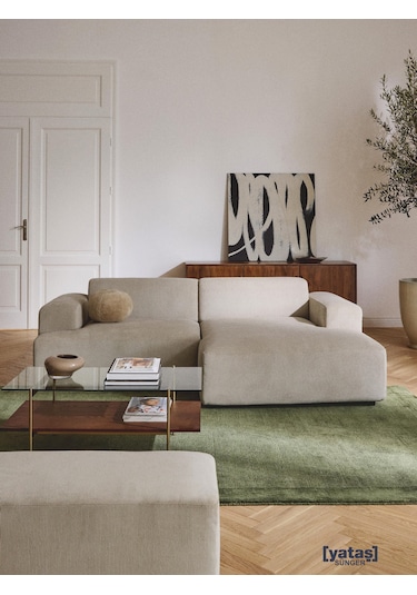 Most Mollista 2 Modül Sağ Köşe Koltuk Ekru Fitilli Kadife Kumaş Y