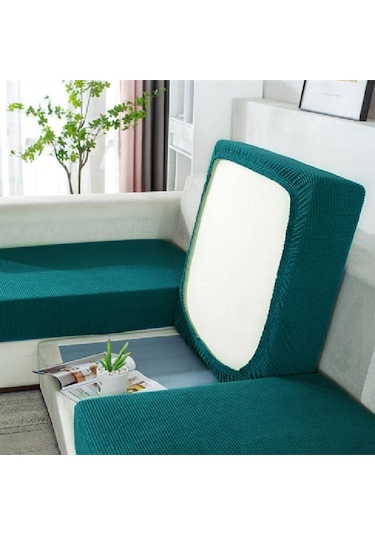 Koyu Yeşil 1 Parça Su Geçirmez Streç Jakarlı Minder Örtüsü Kanepe Örtüsü Yumuşak Esneklik Pillow Cover-40x40cm