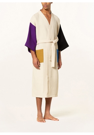 Hay Unisex Kimono Waffle 125 Cm Şal Yaka Çift Halkalı Kemerli Mor