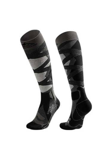 Butu Golovejoy Dwz05 1 Çift Spor Kompresyon Çorapları Kış Sıcak Yüksek Tüp Kayak Baldır Çorapları Siyah+gri Siyah - Gri