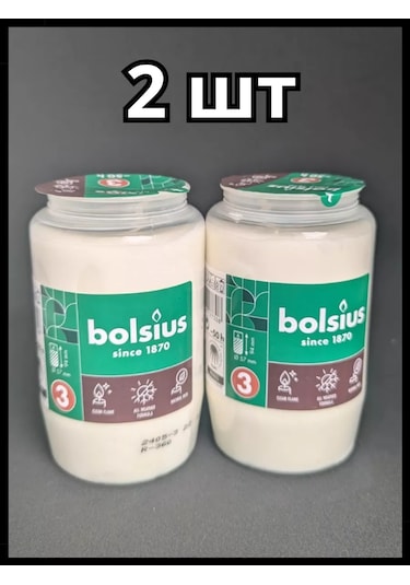 Bolsius Mezarlık İçin Sönmeyen Lamba Parafin Mum Seti 184059373 Beyaz