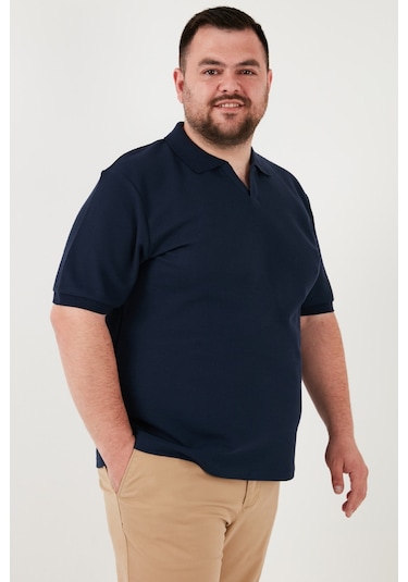 Buratti Büyük Beden Pamuklu Regular Fit Erkek Polo Yaka T Shirt 5902729B Indigo