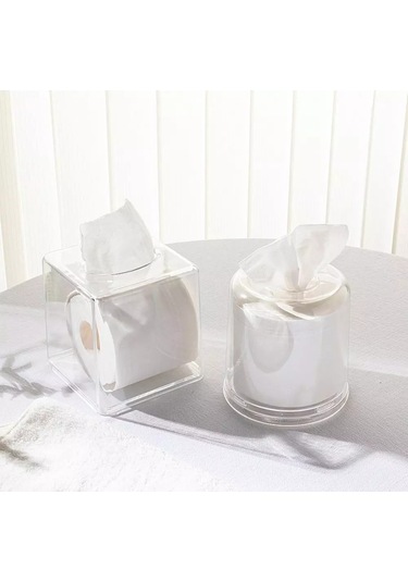 12cm X 12cm X 13.5cm-nordic Şeffaf Akrilik Doku Kutusu Kağıt Peçete Konteyner Organizerev Oturma Odası Banyo Yüz Havlusu Saklama Kutusu Doku Kutusu