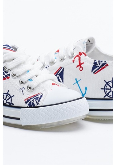 Rahat Kalıp Işıklı Bağcıklı Çocuk Unisex Beyaz Lacivert Spor Ayakkabı Tb998-3 Beyaz Lacivert