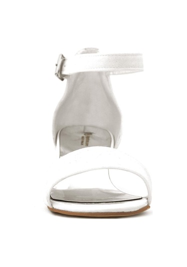 Lilo Simli Beyaz Tek Bantlı Kız Çocuk Topuklu Abiye Ayakkabı Beyaz