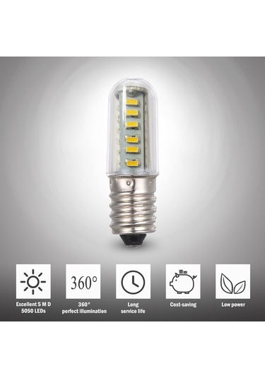 Moveevo E14 Tabanlı 24 Ledli Buzdolabı Ampulü, 3w, Ac220-240v, Islak Beyaz Işık, Enerji Tasarruflu, 30.000 Saat Ömür Sıcak Beyaz