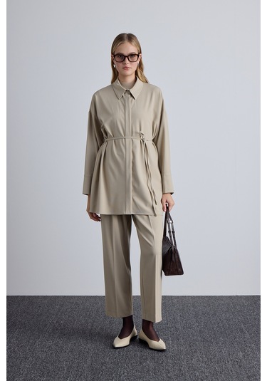 Manuka Geniş Yaka Kadın Tunik - Bej