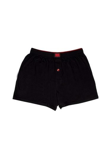 Tutku 0117 Penye Düğmeli Düz Erkek Boxer 6'lı