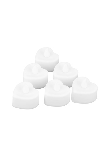 Lemestar 6 Adet Kalp Şeklinde Imitasyon Mum Aydınlatması, Evlilik Ve Tatiller İçin Islak Beyaz Işık, Dekoratif Ambiyans Lambaları Pil Dahil Değil Diğer