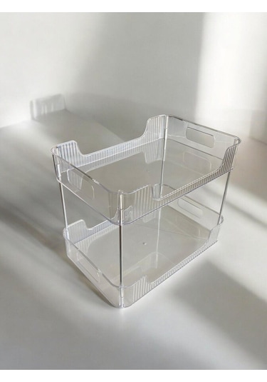 Morponi İki Katlı Organizer- Makyaj Organizeri - Ofis, Banyo Düzenleyici Şeffaf