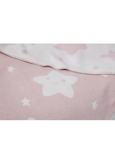 Dolce Bonita Home Pamuklu Bebek Battaniye Star Açık Pudra