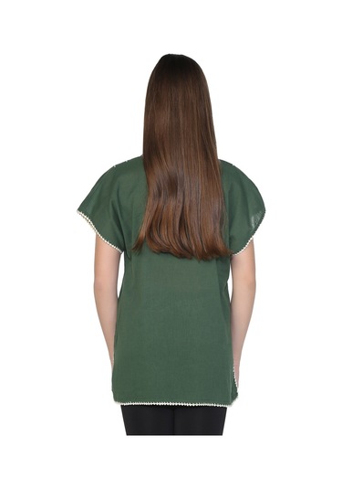 Kısa Kol Şile Bezi Naz Bluz Yeşil