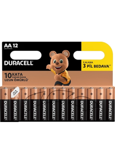 Duracell LR6/MN1500 Alkalin AA Kalem Pil 12'li