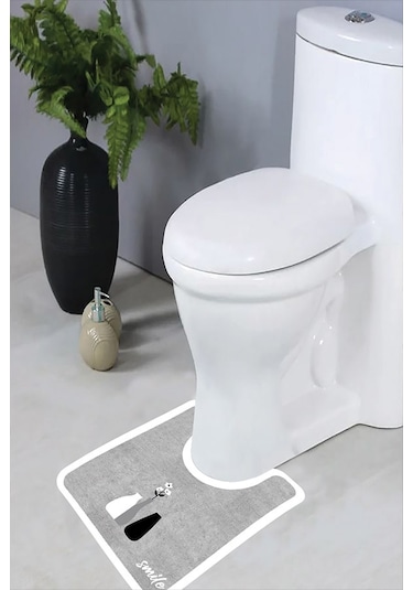 Klozet Önü Paspası, Banyo Paspası Klozet Önü, 50x60 Cm Gri