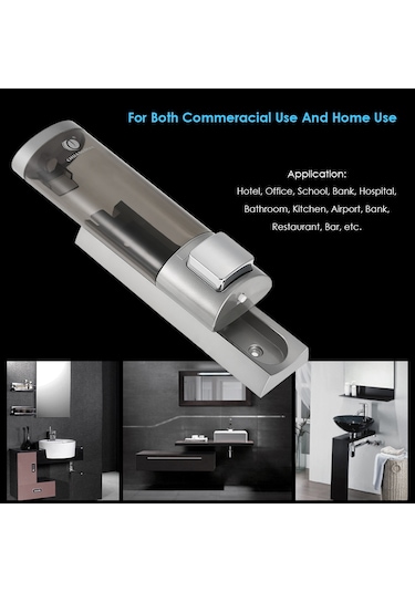 Suofeng Duvar Tipi El Sabunu Dağıtıcı, Elle Basma, 200ml Kapasite, Banyo/matbahta Kullanım, Sabun/şampuan/duş Jeli İçin, Çift Yollu Monte Delikli/önemsiz , Gümüş Renkli Gümüş