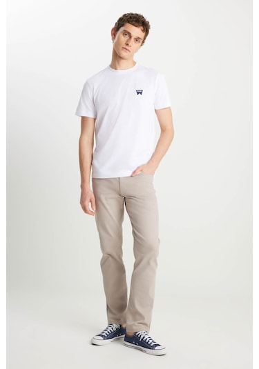 Wrangler Regular Fit Small Logo Beyaz Erkek T-shirt Mw70md3312 Beyaz