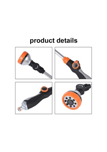 Tenfowee Turuncu Abs Evcil Sulama Ve Araba Yıkama Pistoli, 8 Su Deseni, Akış Ayarlı, Alüminyum Kısa Çubuklu