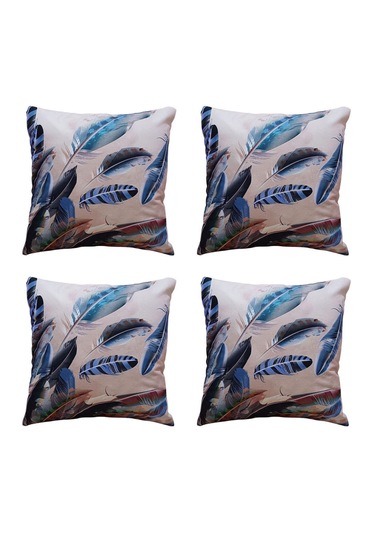 Modern Tarz Dijital Baskılı 4 Lü Dekoratif Kırlent Kılıfı Seti 43x43 Cm Şık Ve Renkli Tasarımlar Lila Rengi