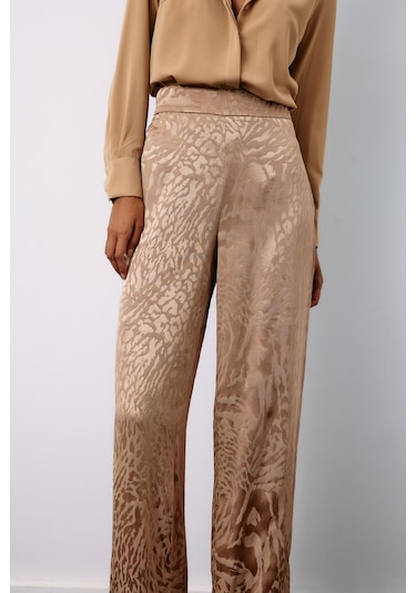 Sateen Desenli Saten Pantolon - Vizon-134957 Vizon
