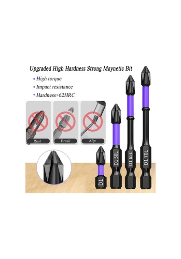 Xurunkeji 12 Adet Geliştirilmiş Yüksek Sertlik Ve Güçlü Manyetik Matkap Ucu, Kaymaz Ve Darbeye Dayanıklı Uçlar Ve Tornavida Uçları