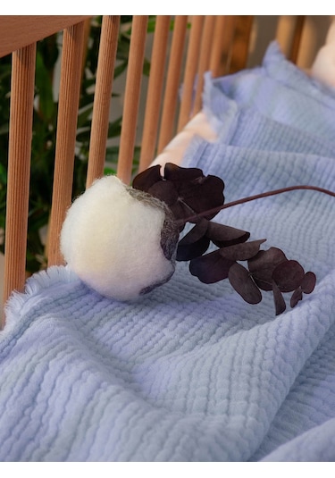 Favora Pamuk 4 Katlı Müslin Bebek Örtüsü 110 x 110 CM - Mavi