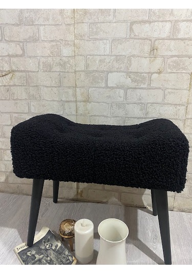 Puf Ahşap Ayak, Çima Dikiş Pelüş Teddy Kumaş