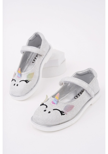 Muggo Paty Cırtlı Ve Simli Günlük Kız Çocuk Babet Gümüş