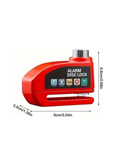 Elektrokaplama Taşınabilir Alarmlı Bisiklet Disk Kilidi Titreşim Sensörlü Metal Kılıf 7mm Pim Anahtarsız