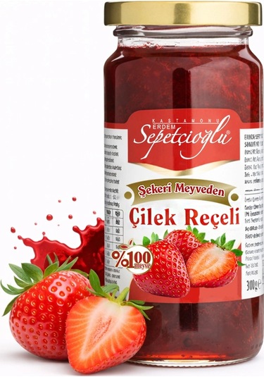 Erdem Sepetçioğlu Çilek Reçeli Şeker İlavesiz 300 G
