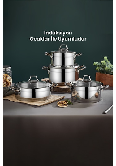 Kahramanlar Sırma İndüksiyon Tabanlı Tencere Seti 8 Parça