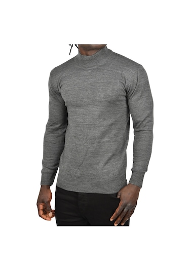 Deepsea Erkek Antrasit Yarım Balıkçı Yaka Tüylenmeyen İnce Triko Kazak 2505502 Antrasit