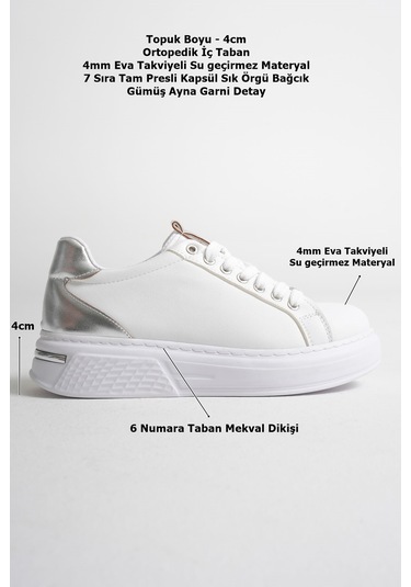 Kocadal Kocadal Vega Gümüş Detaylı Beyaz Kadın Spor Ayakkabı Muhtelif
