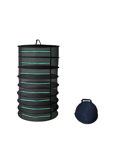 Sones Asılı Bitkisel Kurutma Ağı Katlanabilir Kurutma Rafı Kapalı Fermuarlı Bitki Kurutma Ağı, Özellikler: 60cm Çap 8 Katman