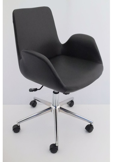 Hava Siyah Deri Ofis Sekreter Çalışma Sandalyesi