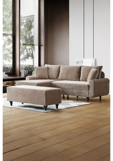 Kagu Corner Flavia Köşe Takımı Puflu Kahverengi