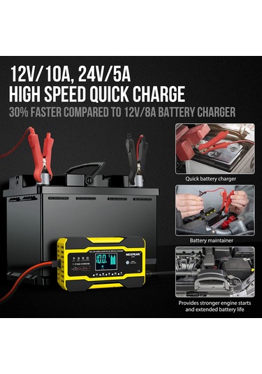 Lemestar Akıllı 12v/24v 10a Araç Şarj Cihazı - Hızlı Şarj Ve Pil Onarımı İçin Profesyonel Çözüm