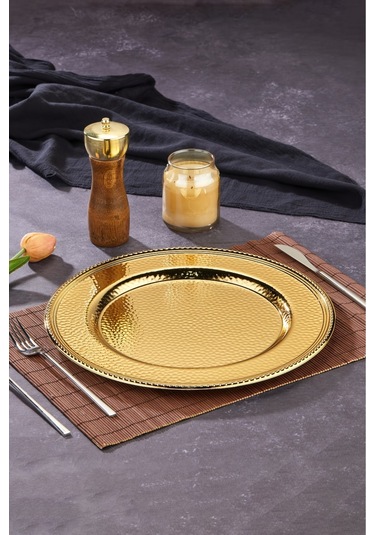 Cooker Lüx Model Metal Sunumluk Supla 33 Cm Sarı