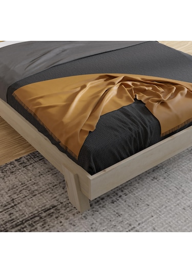 Ebruli Model Vernikli Çam Ahşap Karyola-169 200 x 200 CM