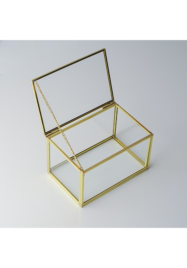 Cam Kutu Pirinç & Gold 15x10x8cm