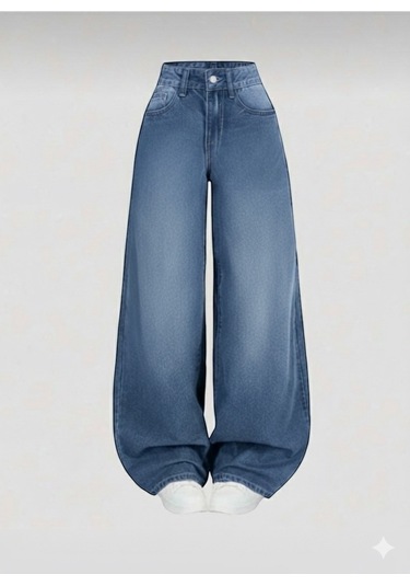 St.poll Baggy Jeans Pantolon Mavi