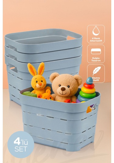 Vienev 4'lü 5 Litre Delikli Saklama Kutusu Mavi Mavi