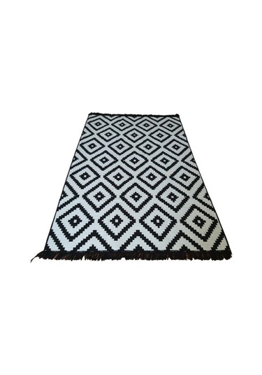 Algelsineve Piramit Desen Siyah & Beyaz Çift Taraflı Kilim & Yolluk