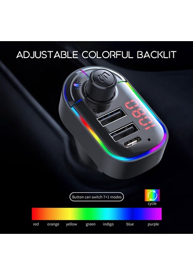 Suofeng Araç Şarj Cihazı - Bluetooth Fm Vericili, Usb-c Çift Portlu, Kablosuz Görüşme Ve Led Ekranlı