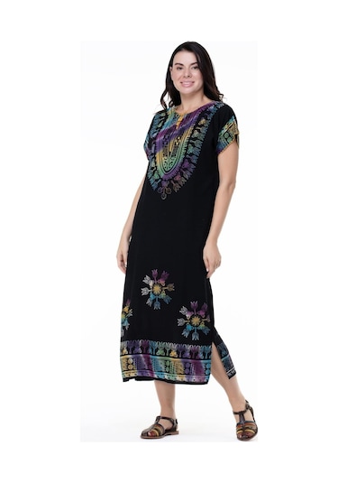 Kısa Kol Pamuk Hitit Uzun Elbise Saray Renkli Sry Rnkl-saray Renkli